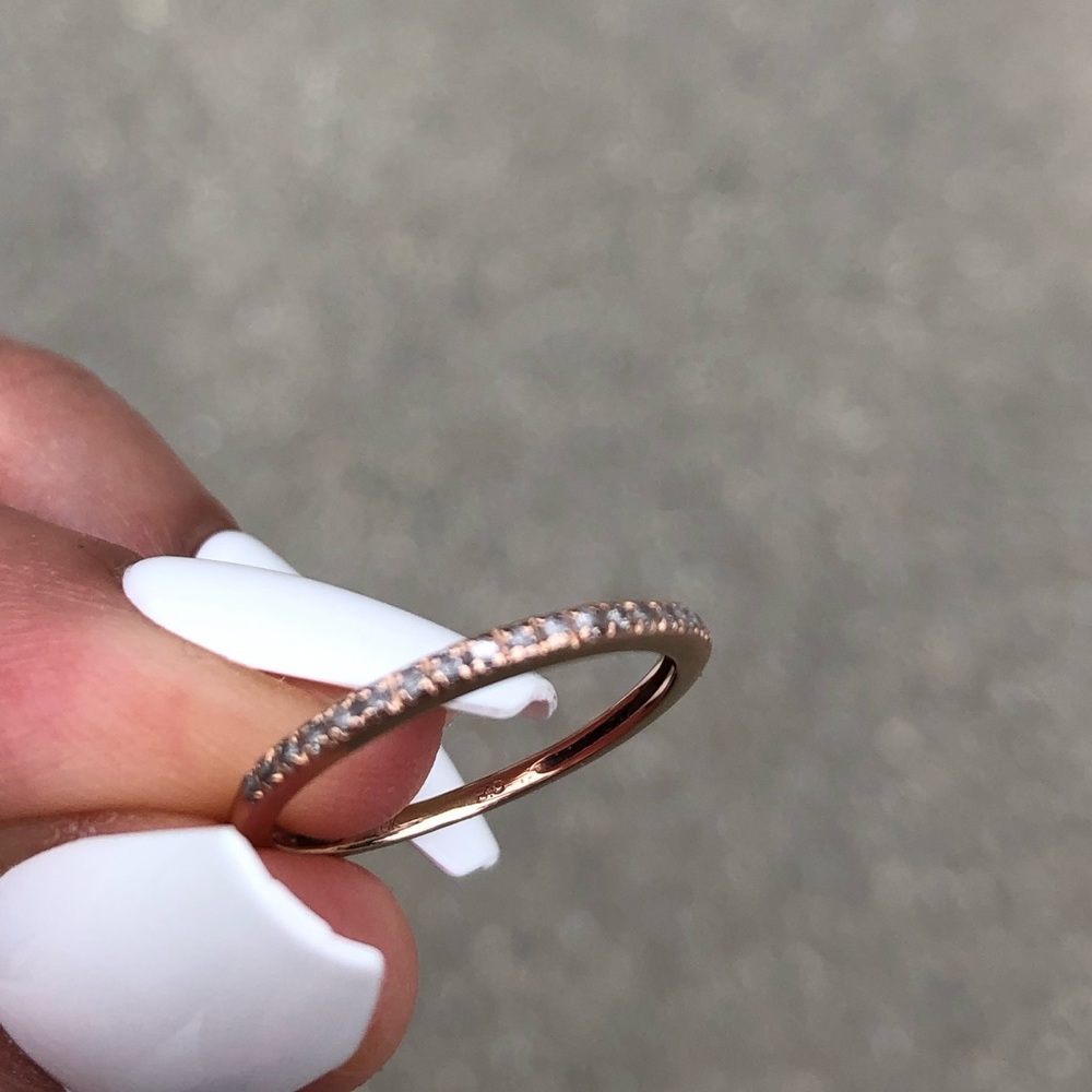 Pure rose gold, diamond ring. Very small, size4.5 can be used as a stacking ring